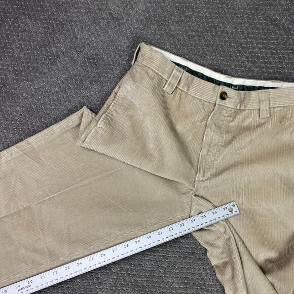 LL Bean Country Corduroy Pants Men's 34 x 34 Khaki Cotton Wide Wale Flat Front - Picture 13 of 14
